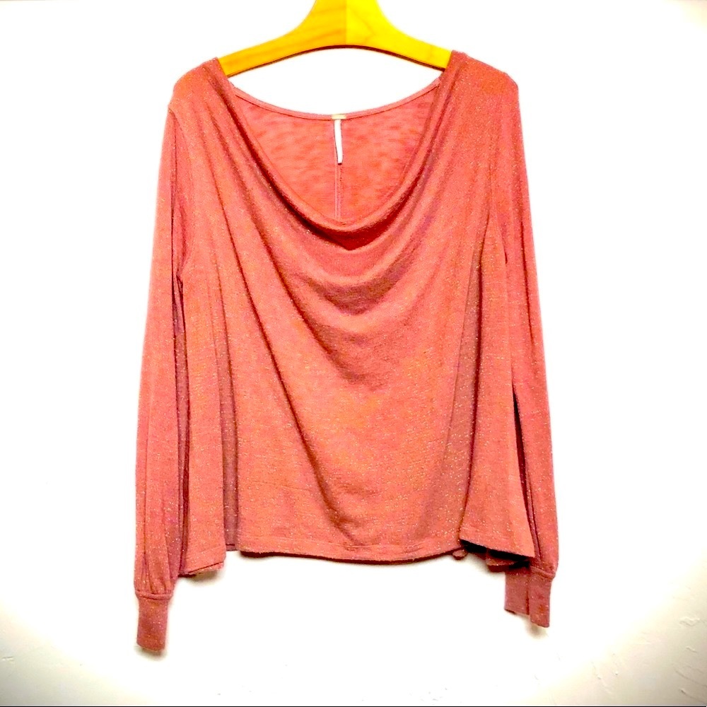 Free People pink with gold shimmer sweater